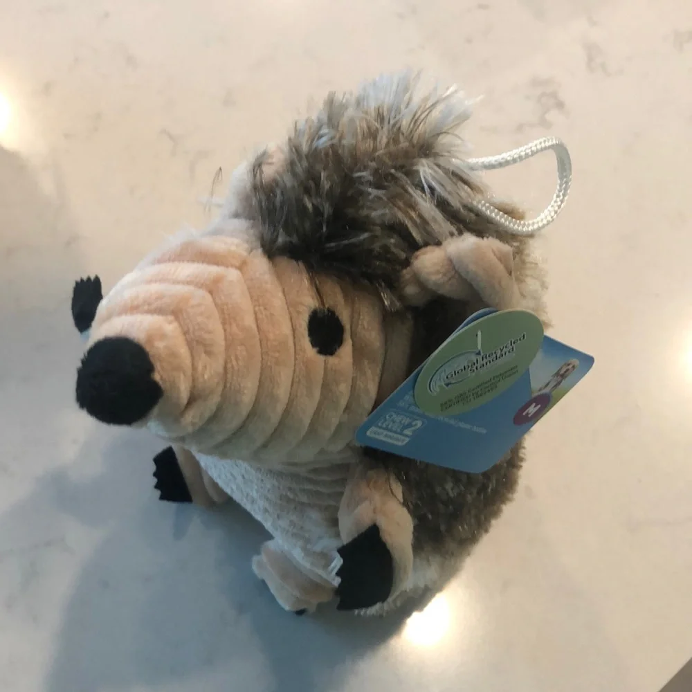 Plush Hedgehog Toy for Small Pets - Cream and Brown